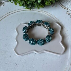 Choose 3 for $9 Turquoise and Silver Stretch Beaded Bracelet